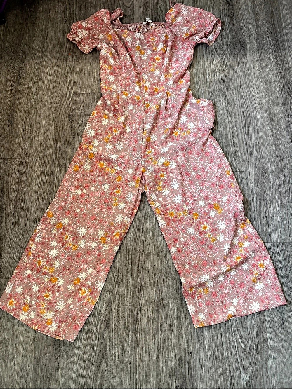 Petal & Pup Jolene Floral Smocked Jumpsuit in Pink & Orange